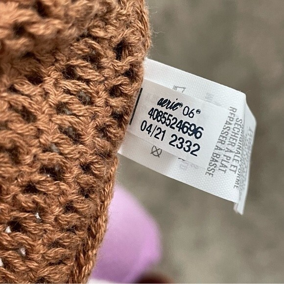 Aerie Offline Ombré Open Knit Crop Sweater Size MEDIUM Purple Pink/Cream Brown - Picture 4 of 7